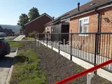 Powder coated DDA disability handrail and black powder coated pedestrian handrail barrier